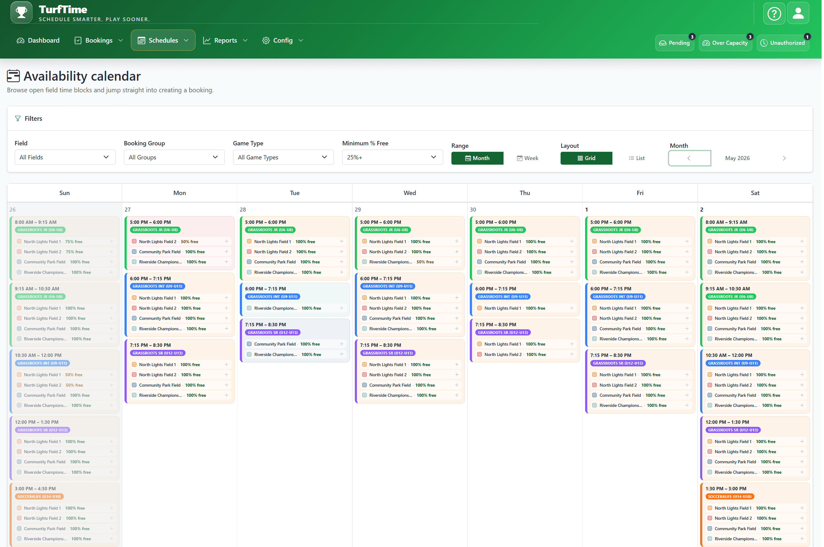 Step 3 — open availability and bookings shown side-by-side, ready for week one
